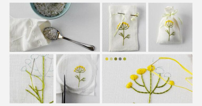Scented sachets with a floral embroidery DIY tutorial