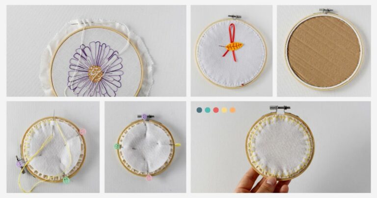 Back embroidery hoop with felt or cardboard