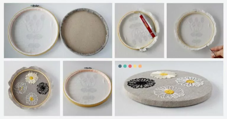 Finishing embroidery hoop with glue