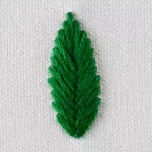 Leaf embroidery stitch