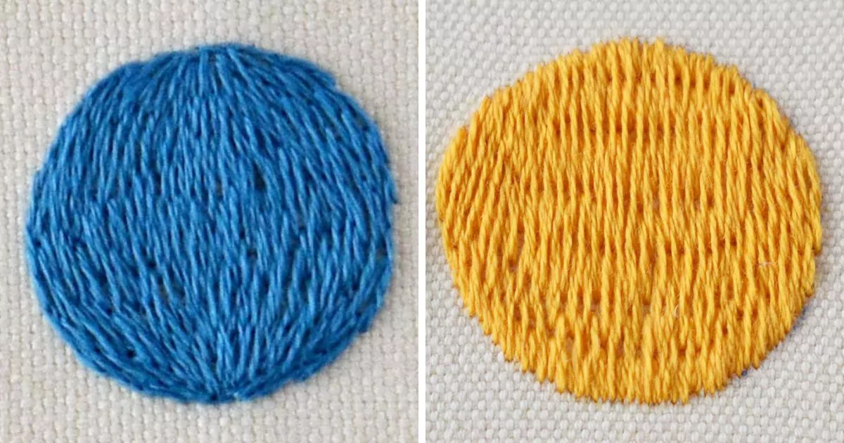 Long and short stitch for round shapes