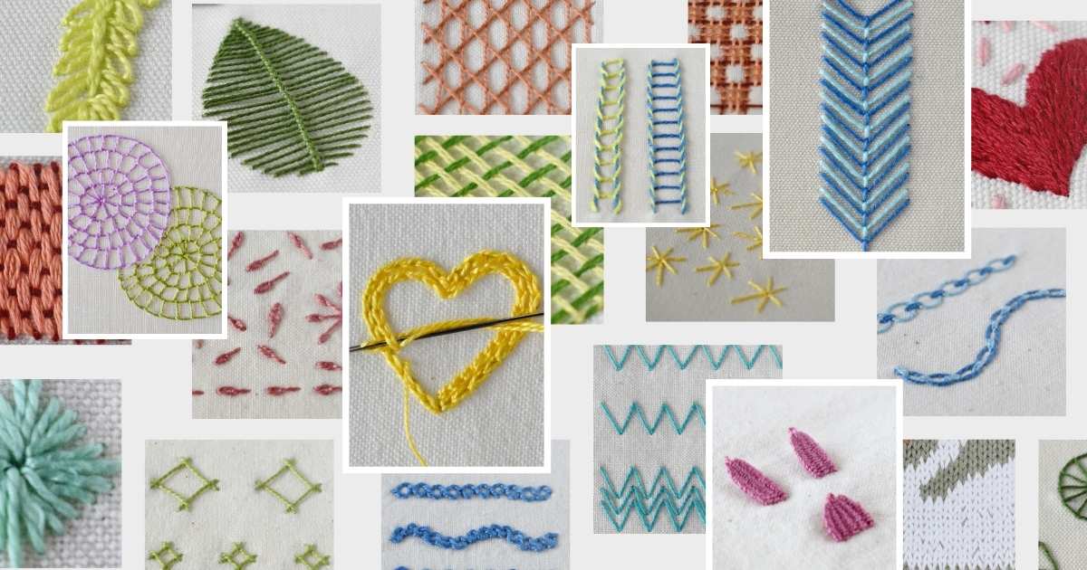 Hand embroidery stitches, stitch groups, and families - featured image