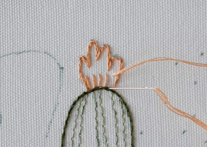 Cactus flowers - long and short stitch filling