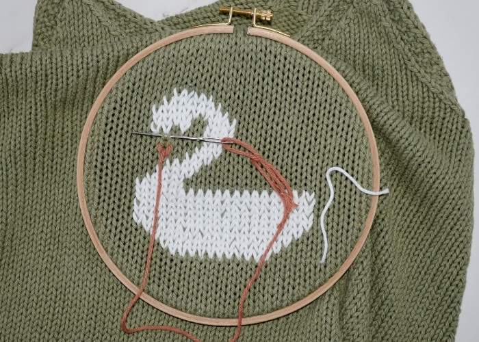 Duplicate Stitch Embroidery - the beak