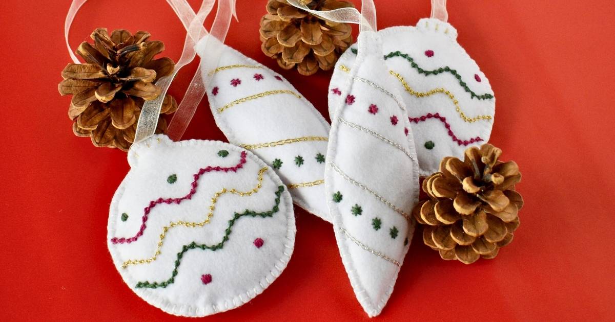 Felt Embroidered Christmas Ornaments PDF Pattern and DIY Tutorial cover image